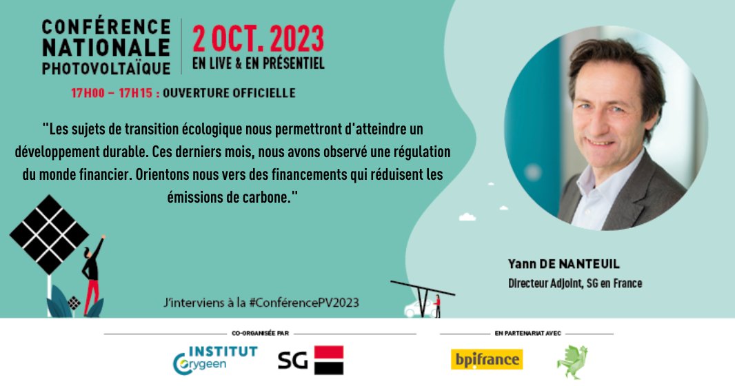 ⚠️Yann de Nanteuil, Directeur Adjoint du réseau SG en France prend la parole lors de l'ouverture de la Conférence Nationale Photovoltaïque.