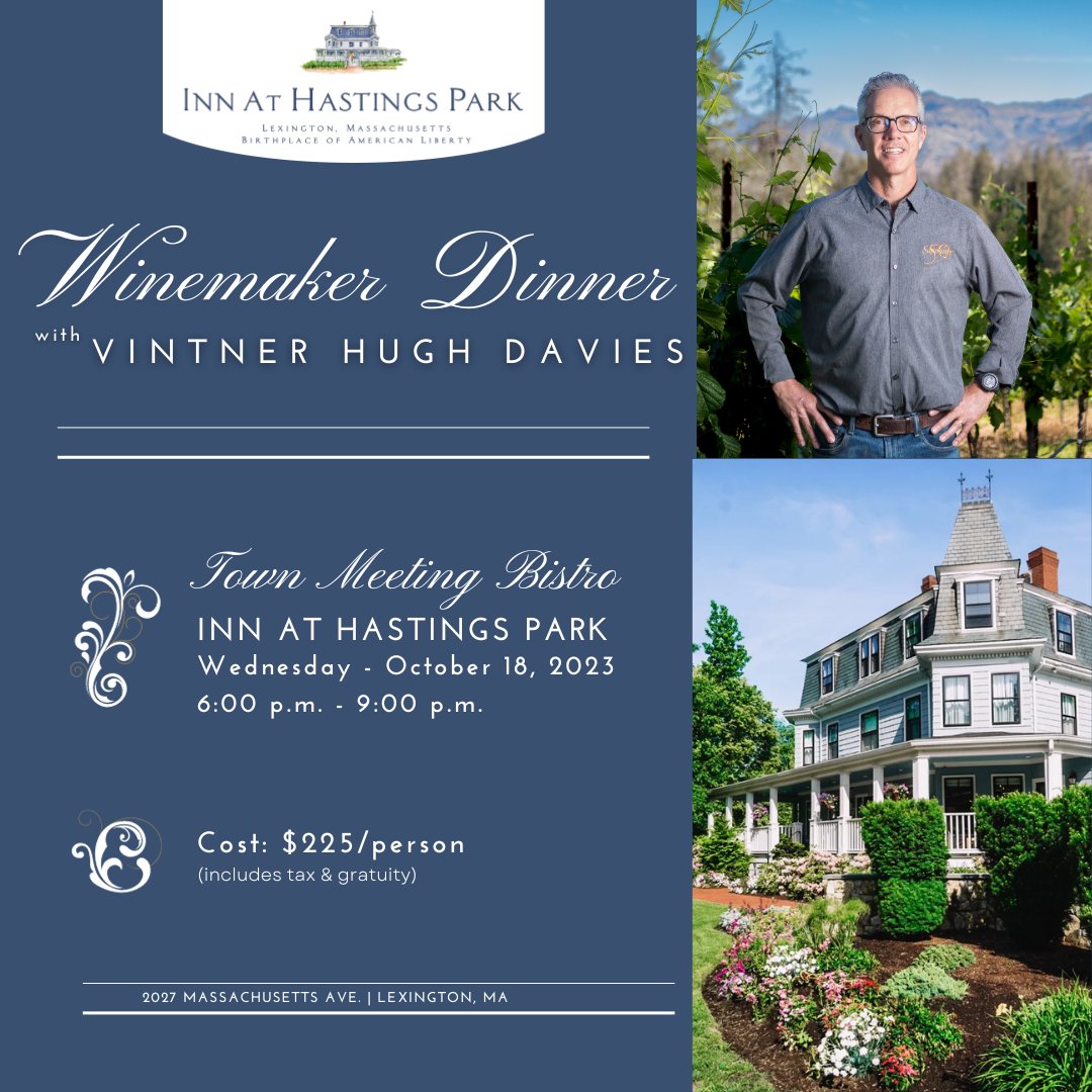 Schramsberg's tweet photo. Lexington, MA! We are so excited for another gorgeous event at the Inn at Hastings Park. See you soon! 🍷🍽🥂
#schramsberg #daviesvineyards #InnAtHastingsPark #lexingtonma #winemakerdinner #LexingtonEvents #maevents https://t.co/rTx888UCmx
