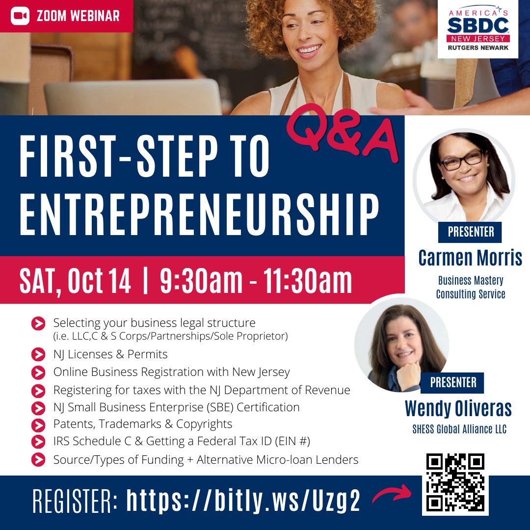 rnsbdc's tweet photo. 🌱 First-Step to Entrepreneurship Q&amp;A Webinar 💡
-
ZOOM WEBINAR
Saturday, October 14
9:30 am - 11:30 am
Registration link : https://t.co/iVEqs2NNaO
-
#businessstrategy #operatingbusiness #entrepreneurship #successfulbusiness #smallbusinesswebinar #smallbusinessowners https://t.co/Yw9ieoslYr