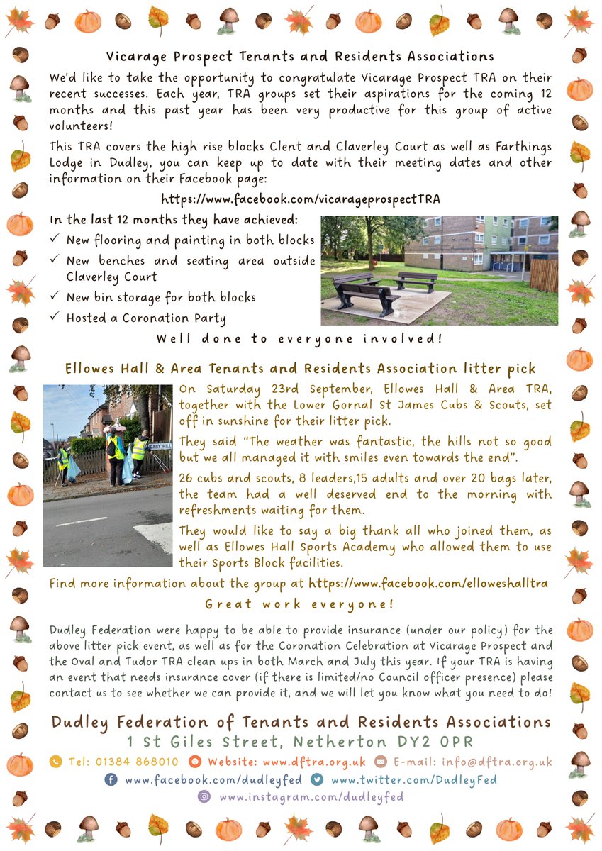 DudleyFed's tweet photo. You can view our latest newsletter below, or download it here: https://t.co/U7yF8zem83 🥮🍁🍂 #tenantsandresidentsassociations #tras #dftra #communities #dudleymbc #dudleycouncil #costoflivingsupport https://t.co/YghXXvwRSW