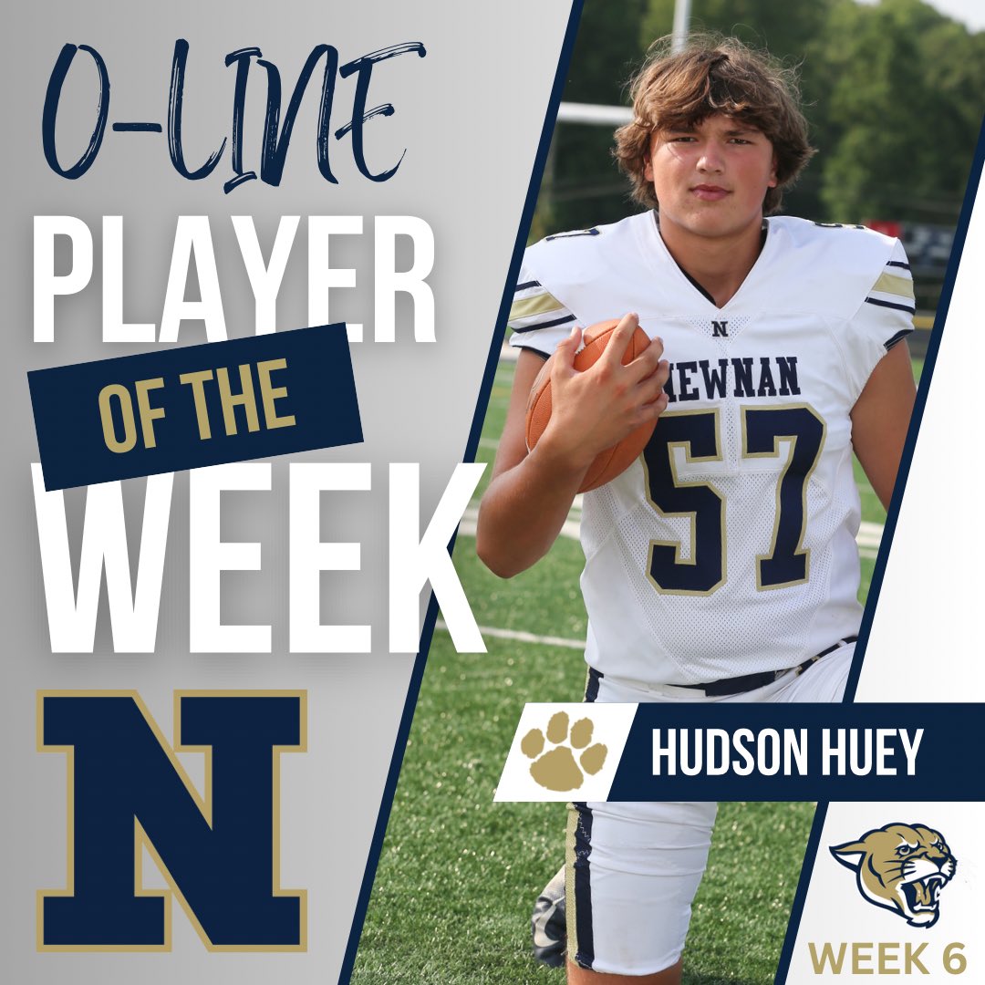 WeAreNewnan's tweet photo. Congratulations to our Week 6 O-Line #POTW Hudson Huey! https://t.co/pwHWIunncS