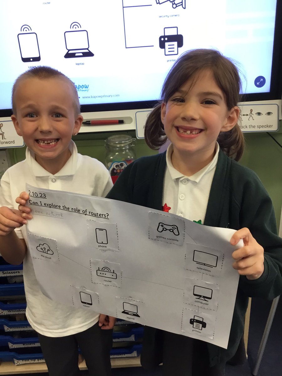 G_M_P_SClass3PE's tweet photo. Continuing with our Computer unit, looking at networks in our world, we mapped out home, hospital and restaurant networks. We discussed the role of routers when sending information to the correct places. #gmpscomputing https://t.co/uZBXCUtt2J