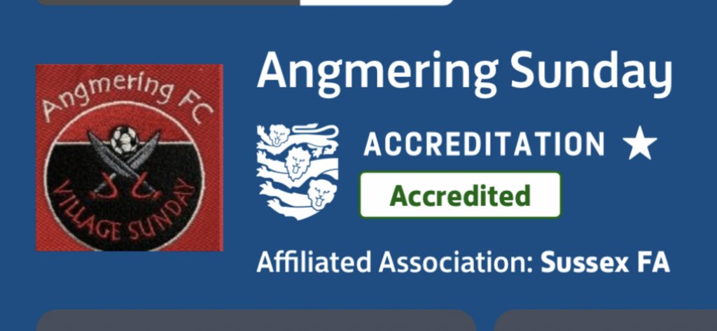 Happy to say Angmering Village Sunday are no a FA Accredited club