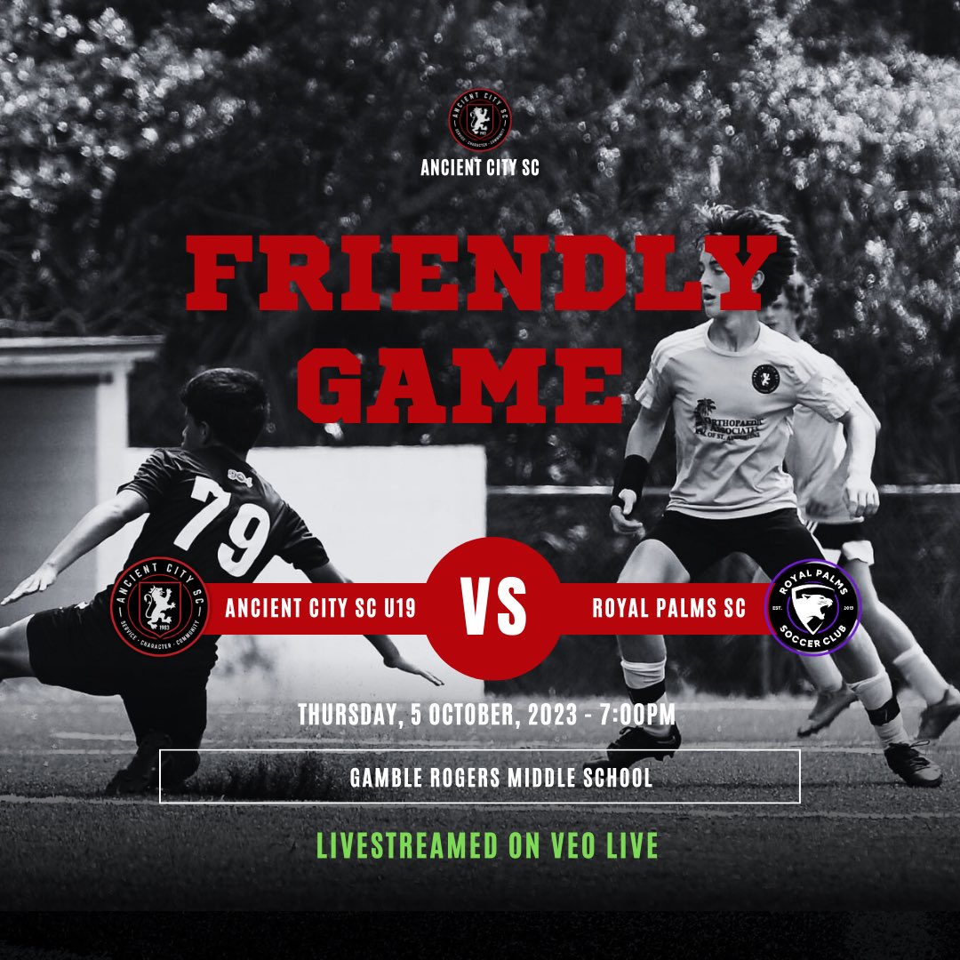 Come out and support our U19 boys as they take on Royal Palms SC of the UPSL in a friendly on Thursday the 5th! If you can’t catch the action in person you can also watch the livestream on Veo Live