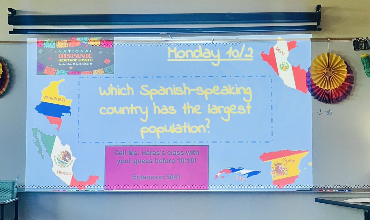 RachelBalcer's tweet photo. Our Spanish for Heritage Speakers class is kicking off a fun week of activities to celebrate Hispanic Heritage Month. First up-  TriVivia! #BeAnEagle https://t.co/Q2ZnC1Paho