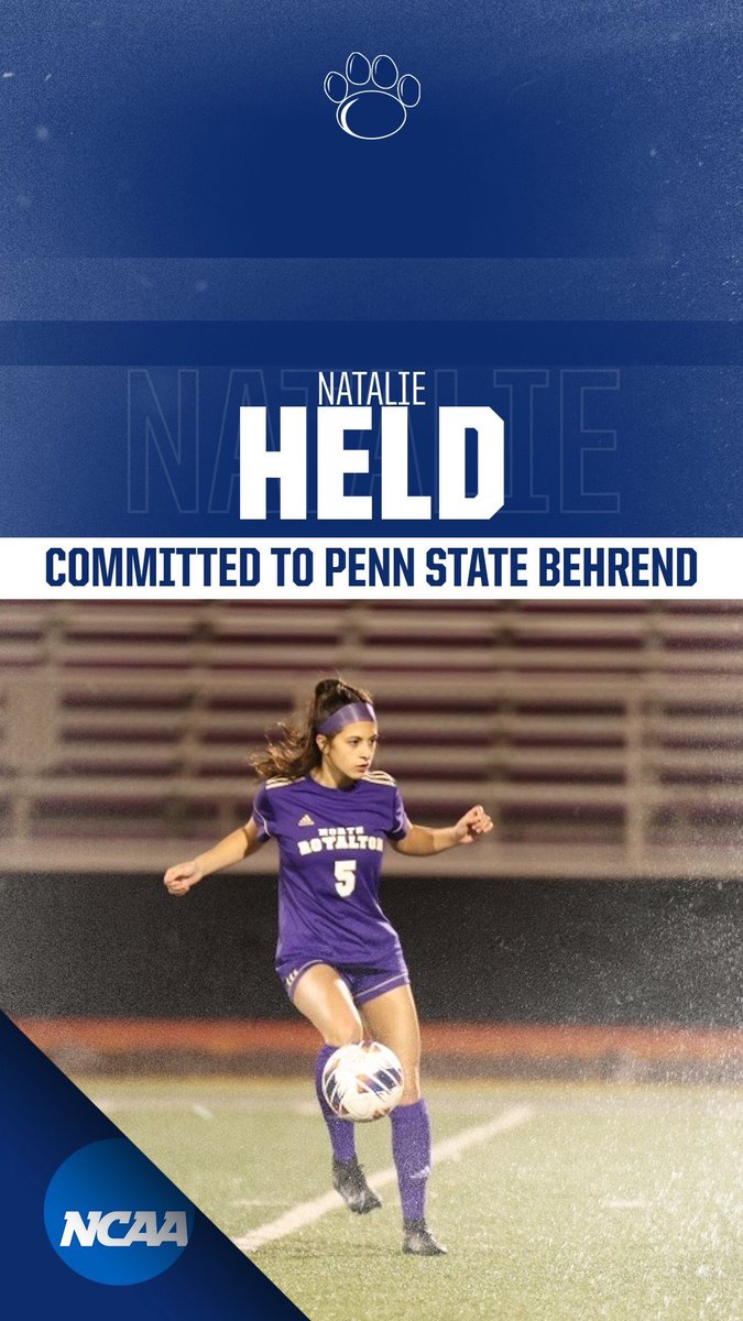 Good Morning! Congratulations Natalie Held on your commitment to Penn State - Behrend! We are excited to see another member of our Senior class continue their soccer career in college!