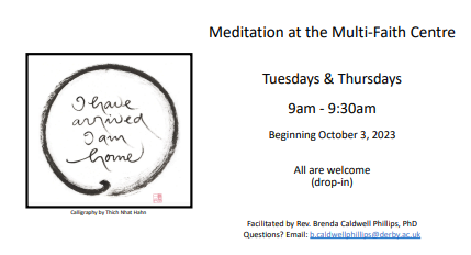 Want a great way to start Tuesdays and Thursdays? MINDFULNESS MEDITATION sessions begin tomorrow morning.  It's just half an hour - but a half hour that could inspire your day.  All welcome!