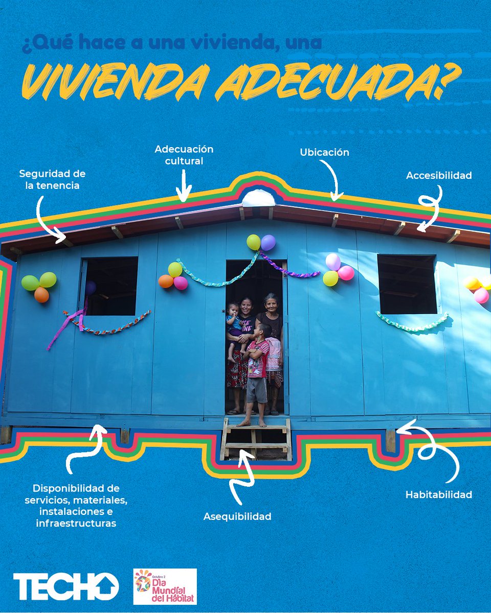 TECHOsv's tweet photo. En el #DíaMundialDelHábitat, recordamos que todxs merecemos un lugar seguro y adecuado para vivir.

Conocé los elementos que hacen a una vivienda, una vivienda adecuada. ✨

Fuente: @onuhabitat

#TECHOsv https://t.co/IY5R7J3sbU