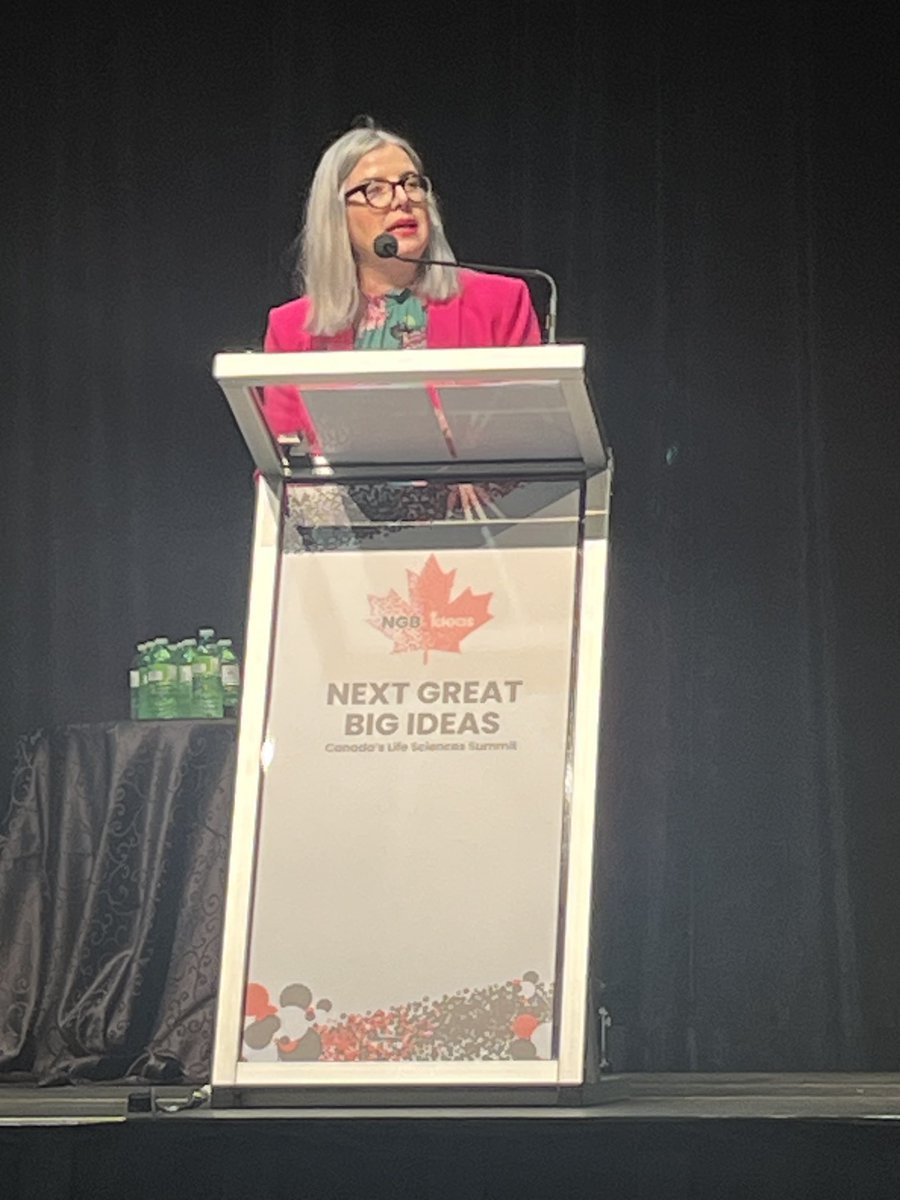 Brigitte Nolet inspiring attendees  at the inaugural Next Great Big Ideas évent by highlighting linkages between a data driven health system and best patient outcomes - and a robust life sciences sector. ⁦<a href="/RocheCanada/">Roche Canada</a>⁩ ⁦<a href="/innovativemeds/">Innovative Medicines Canada</a>⁩