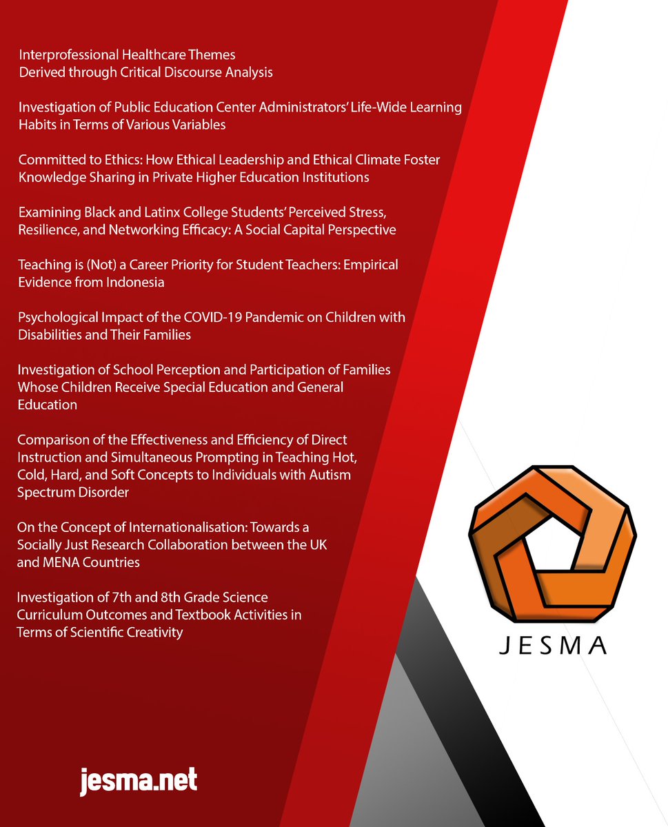 📢 Exciting news! #JESMAJournal Vol 3 No 2 is now out! Dive into the latest 🔟research on topics ranging from Interprofessional Healthcare to Scientific Creativity in education. Check out the full issue for more! 📚✨ 🔗jesma.net/index.php/jesm… #education #research #JESMA
