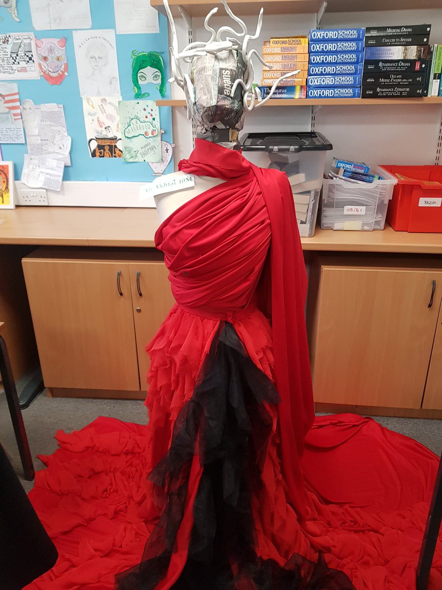 KelmClassDept's tweet photo. For Day 2 of #ClassicsTober23, I have to repost this incredible life size 'statue' of Medusa/Cruella. Our Y11 student, Ali, took inspiration from the book #StoneBlind by the wonderful @officialnhaynes. π #ClassicsTwitter #TeachClassics https://t.co/b00hOqQUzo