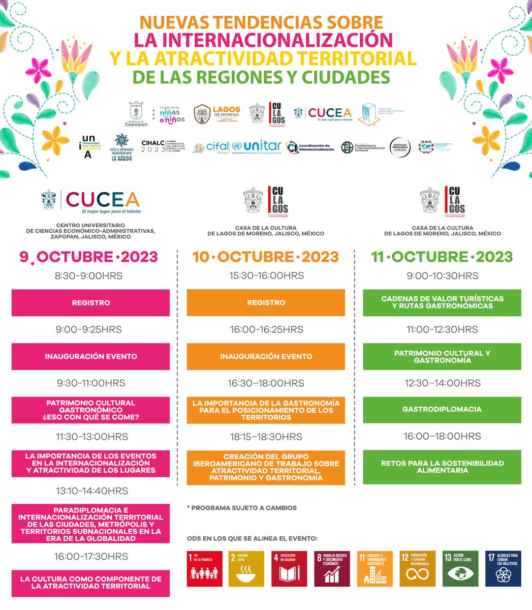 Estamos a solo una semana! No te lo puedes perder!

9 al 11 de octubre de 2023

<a href="/CUCEA_OFICIAL/">CUCEA</a> <a href="/CULagos_UdeG/">CULagos UdeG</a> <a href="/PAT_CUCEA/">Programa Atractividad Territorial y Marca Ciudad</a>
<a href="/UNIAuniversidad/">Universidad Intern. de Andalucía</a> <a href="/Grupo_la_Rabida/">Grupo La Rábida</a> <a href="/CifalMalaga/">CIFALMalaga</a>  <a href="/ZapopanGob/">Gobierno de Zapopan</a> <a href="/MrigyalUdg/">Maestría en Relaciones Internacionales</a> <a href="/cihalc/">Cumbre Internacional del Hábitat ALC</a> <a href="/udg_global/">Internacionalización UdeG</a> <a href="/EParadiplomacia/">REPIT🌐</a>