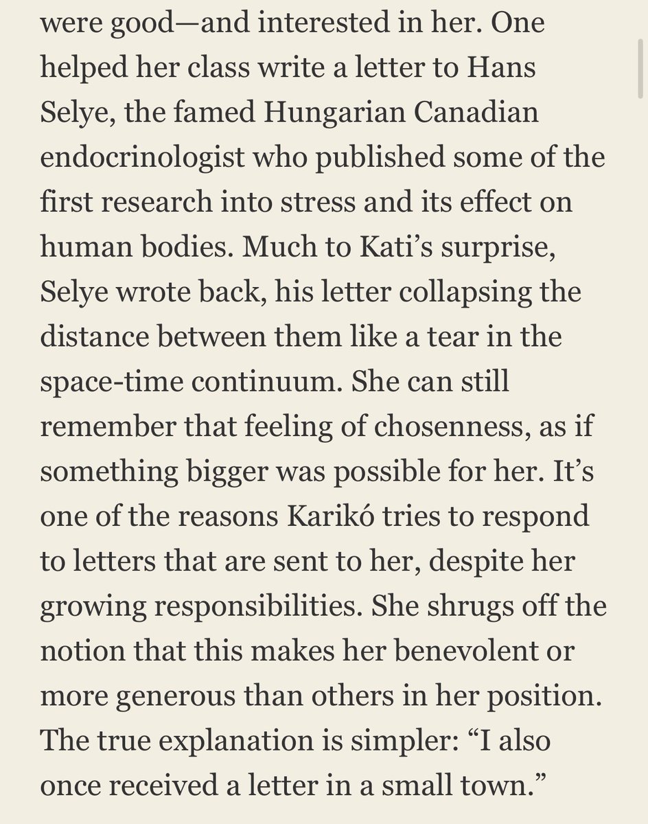 “I also once received a letter in a small town.” 

Katalin Karikó, who won the Nobel Prize in medicine today, on why she still spends so much time writing back to people who write to her. 

glamour.com/story/katalin-…