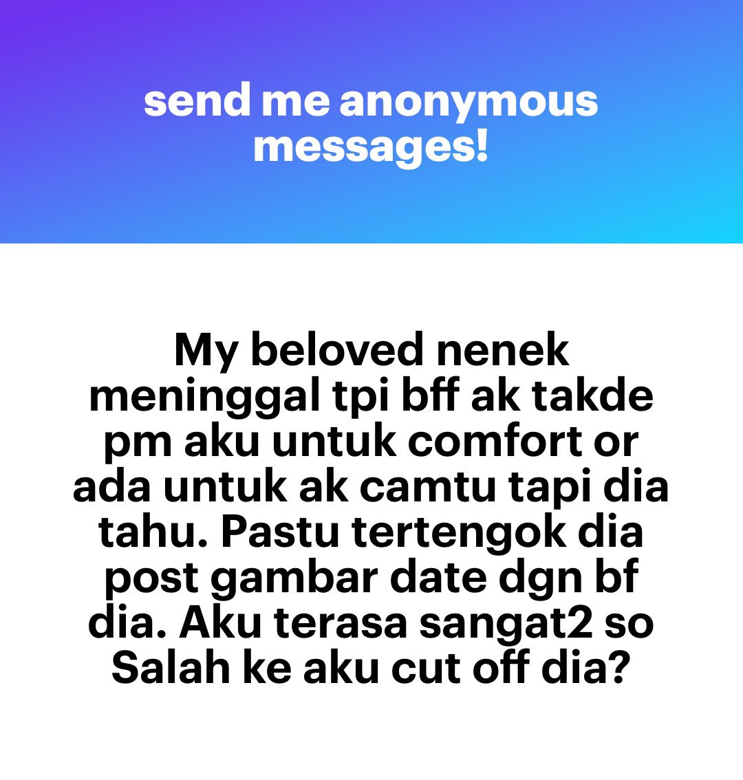 meinmokhtar's tweet photo. Bagus la cut off. Sebab bukan nenek dia yg meninggal. You cant expect orang nk comfort ang everytime. Depa pun ada life sendiri. Nk suruh dia menangis ayaq mata darah sekali ka cmna. Al fatihah to your nenek. https://t.co/IhcPOo6gik