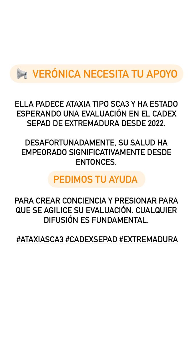 manoli_ml's tweet image. Por favor 🙏🏻

@Junta_Ex #ataxiasca3 #cadexsepad #extremadura