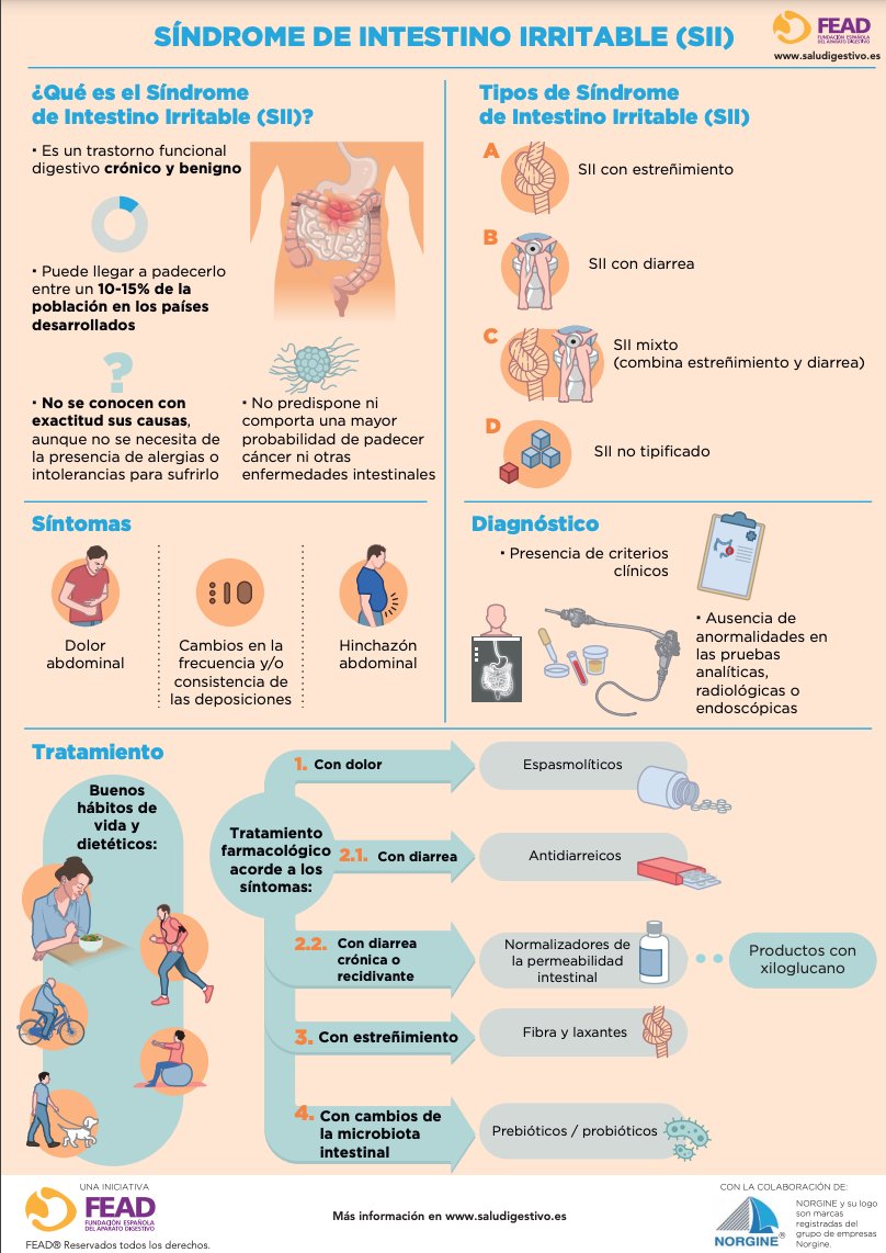 saludigestivo's tweet photo. El Síndrome del Intestino Irritable es un trastorno funcional digestivo crónico y benigno. Si quieres ➕ℹ️ sobre esta patología 👀👇  no te pierdas esta infografía que puedes descargar en nuestra página web https://t.co/onfiki8imZ https://t.co/g0mUlHBU7Z
