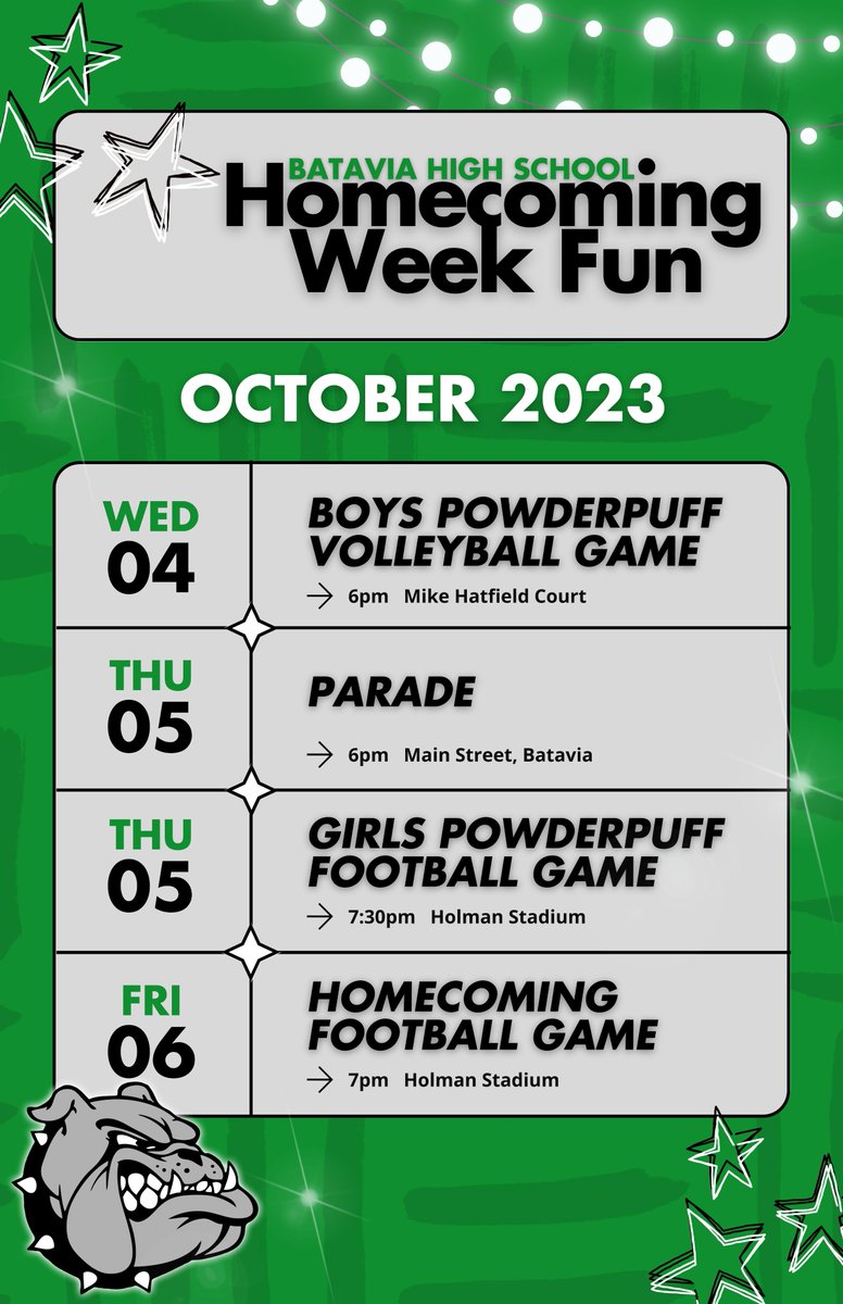 EllieBB79's tweet photo. It's Homecoming Week!! There are lots of fun events planned, please come out to support and cheer on these awesome students! @BataviaSports @batavia_hs https://t.co/1bM7P0sAXo