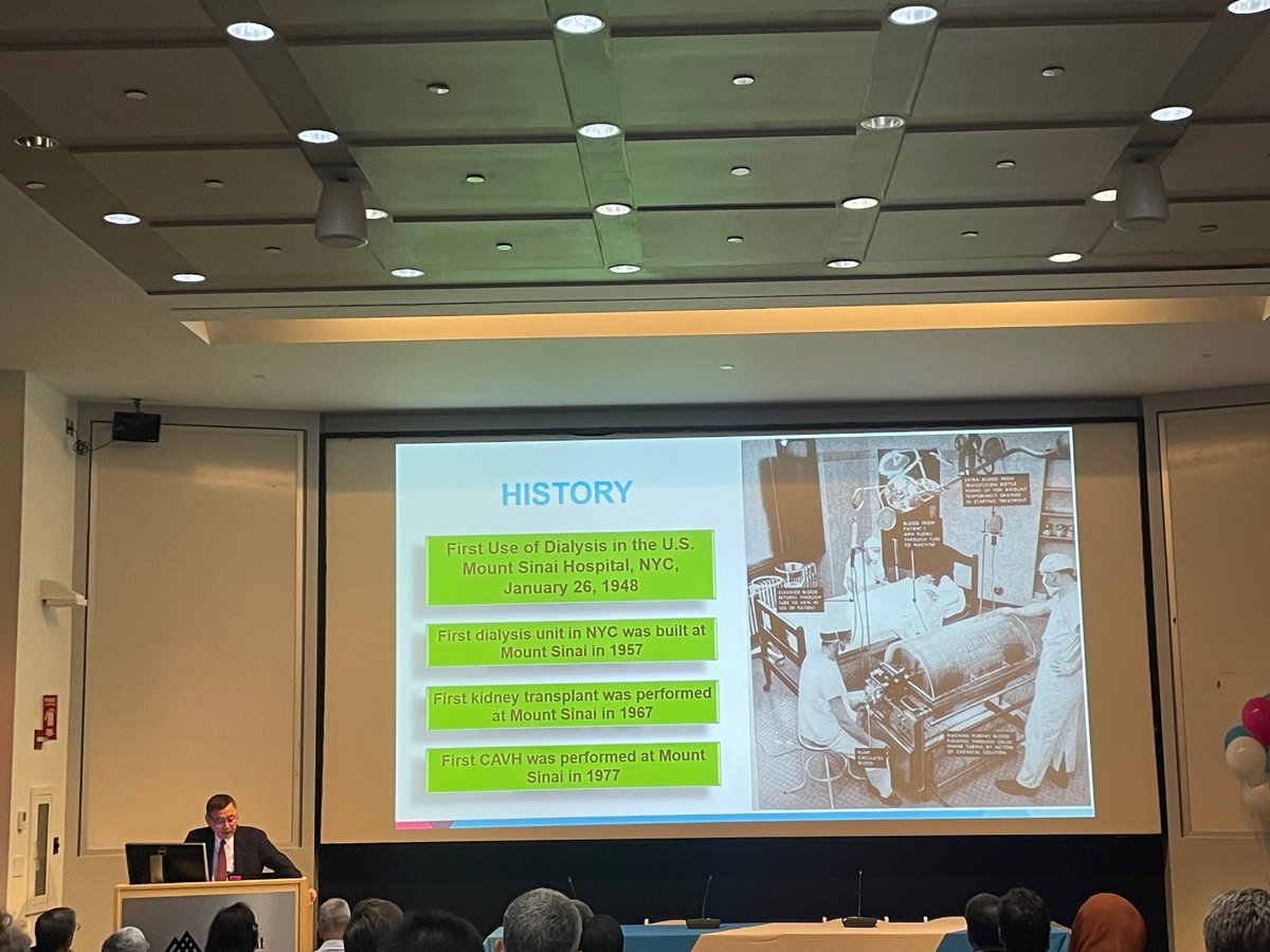 ISMMSKidney's tweet photo. #Nephrology Division Chief @CijiangHe sharing our history during today’s “#Dialysis Odyssey”  and honoring Dr. Ruth Abramson &amp;  Dr. Barbara Murphy

@DOMSinaiNYC @IcahnMountSinai https://t.co/oY3qdlB9eI