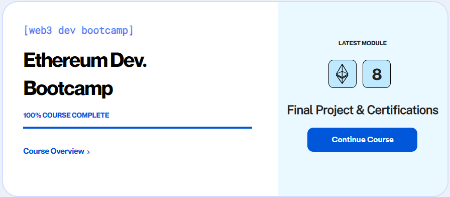 mrinnnmoy's tweet photo. #Learning_in_Public
Finally completed the @AlchemyLearn, Ethereum Developer Bootcamp and submitted the final project for evaluation.
#blockchain #alchemy #learning #bootcamp https://t.co/RmdQPZykJr
