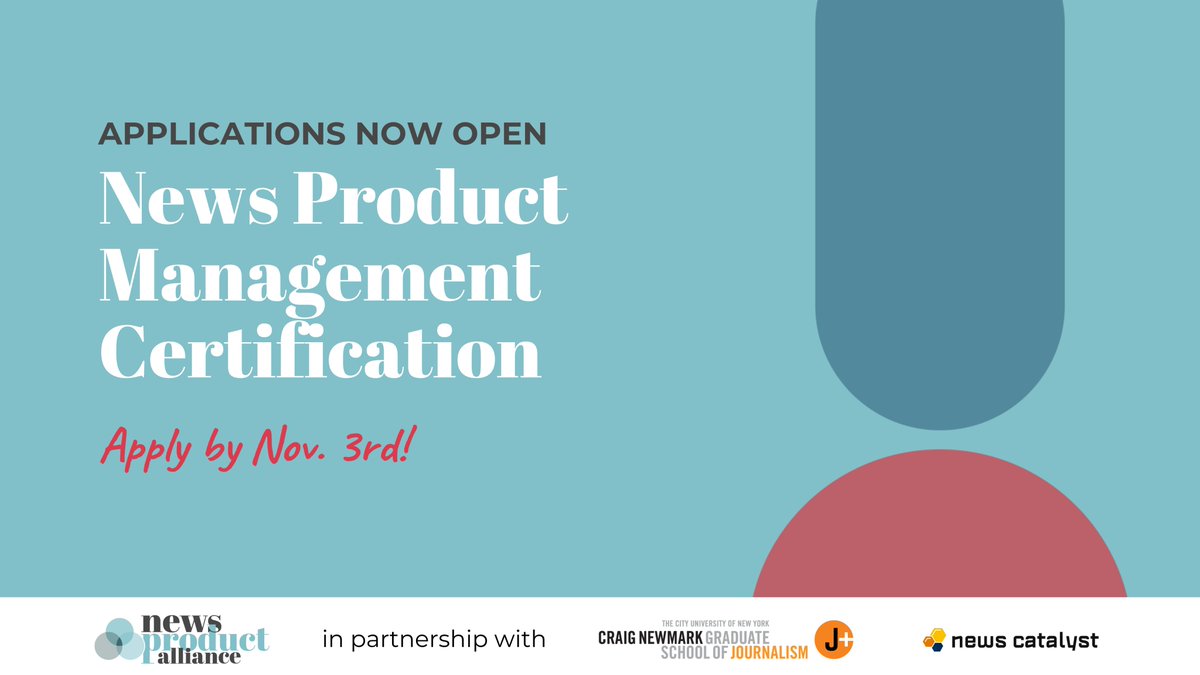 SembraMedia (@sembramedia) on Twitter photo 💪✨ Aplica al programa de News Product Management Certification por <a href="/newsproduct/">News Product Alliance</a>, <a href="/newmarkjschool/">Newmark J-School</a> y <a href="/NewsCatalyst/">News Catalyst</a> para elevar tu estrategia de producto, habilidades técnicas e innovación.
¡Aplicaciones abiertas hasta el 3 de noviembre!
👉 newsproduct.org/news-product-m… 💪✨ Aplica al programa de News Product Management Certification por <a href="/newsproduct/">News Product Alliance</a>, <a href="/newmarkjschool/">Newmark J-School</a> y <a href="/NewsCatalyst/">News Catalyst</a> para elevar tu estrategia de producto, habilidades técnicas e innovación.
¡Aplicaciones abiertas hasta el 3 de noviembre!
👉 newsproduct.org/news-product-m…