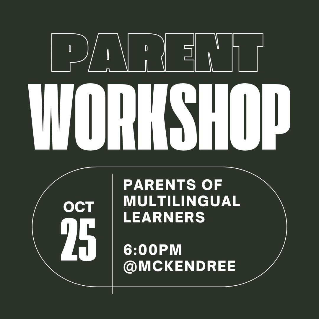 Please join us for a parent workshop specifically designed to support parents of English learners. Wednesday, October 25, 2023, 6:00 p.m. School Cafeteria and live stream via Zoom. Follow this link to RSVP: forms.gle/RXrKR6GkPheirJ…