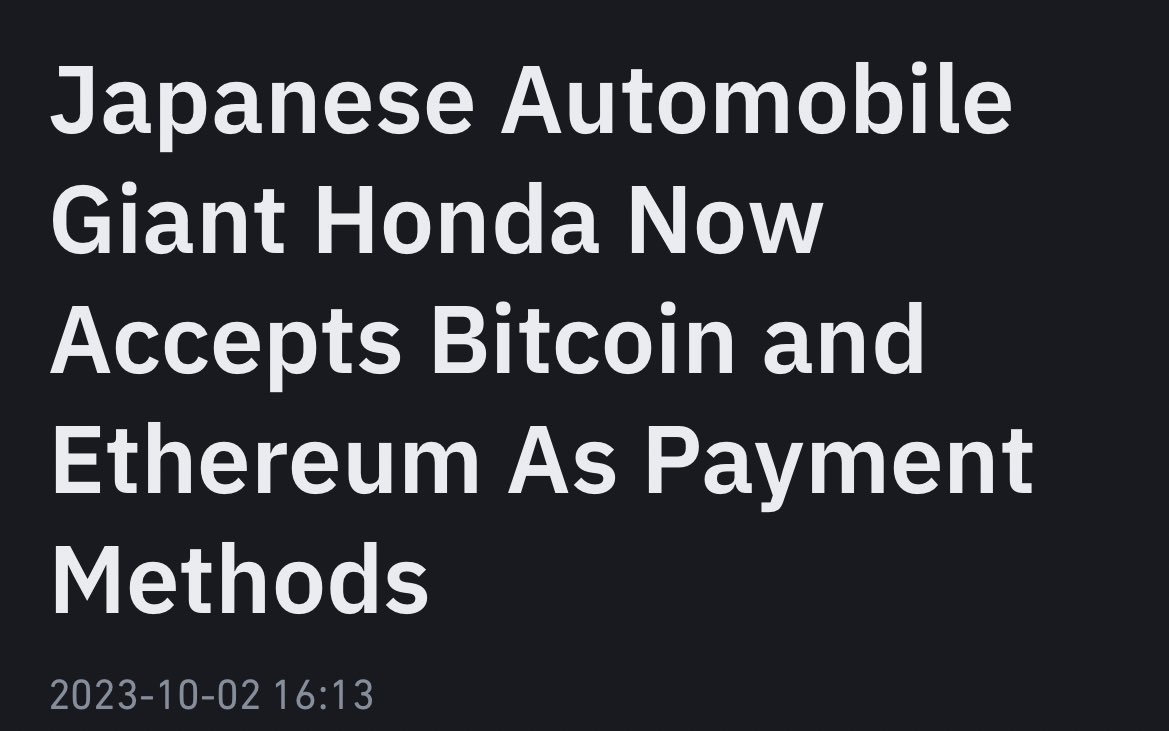 simplykashif's tweet photo. HONDA CARS 🚘 can be bought by paying in Bitcoin in 🇯🇵. https://t.co/qSKihqOJVp