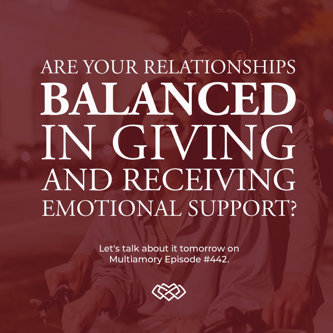 multiamory's tweet photo. Do you feel like you are the person in your relationship who is giving emotionally, or are you the one who is always receiving? #multiamory #multiamorypodcast https://t.co/8w77qdbFAx