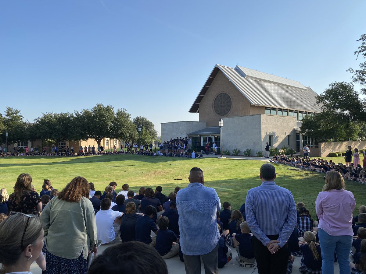 Great start to the week as we kickoff Monday with the entire school coming together for prayer on the Great Lawn! #PTF