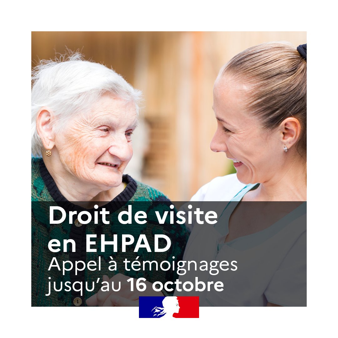 Solidarite_gouv's tweet photo. #EHPAD | Vous rendez visite à un membre de votre famille en EHPAD ? 
Dans le cadre de la mission Bien vieillir, un appel à témoignages est lancé jusqu’au 16 octobre sur le droit de visite en EHPAD. 
Pour en savoir plus et participer : https://t.co/9y40dqHnB7 https://t.co/9qtFqQNAhg