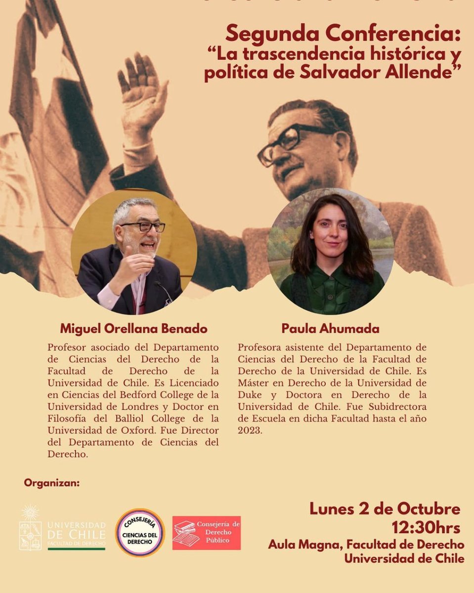 🔴 ¡EN VIVO! | Segunda Conferencia: "La trascendencia histórica y política de Salvador Allende."

Con Miguel Orellana Benado y Paula Ahumada

📍Aula Magna

📡Sigue la trasmisión en vivo aquí 👉 youtube.com/live/A8qFXuIRE…