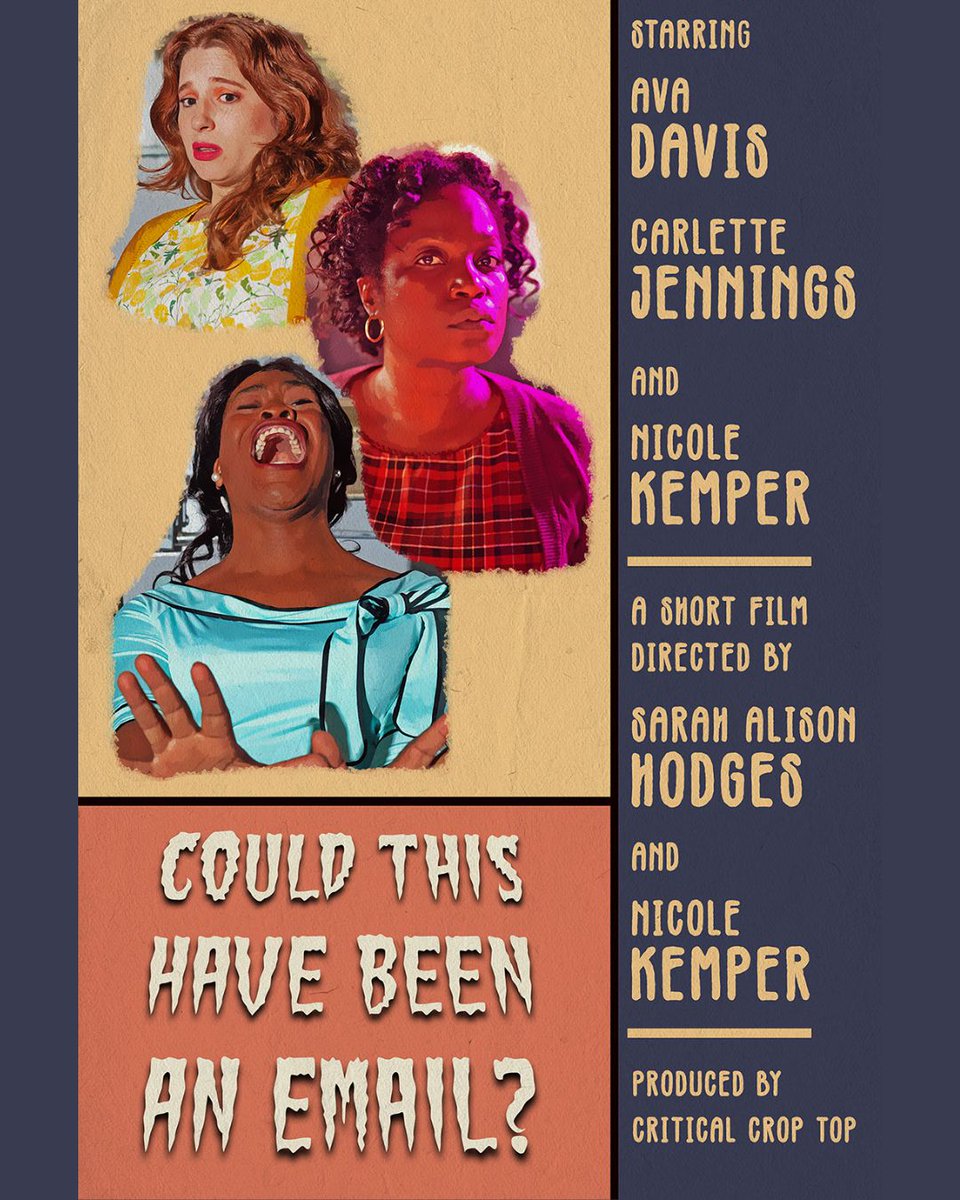 criticalcroptop's tweet image. Thank you All The Laughs - we are thrilled to have been nominated in the category of Best Local Laughs! You can see #CouldThisHaveBeenAnEmail 10/7 at 4pm as part of the All The Laughs Comedy Awards. Tickets link: linktr.ee/criticalcroptop 
#georgiafilm #indiefilm