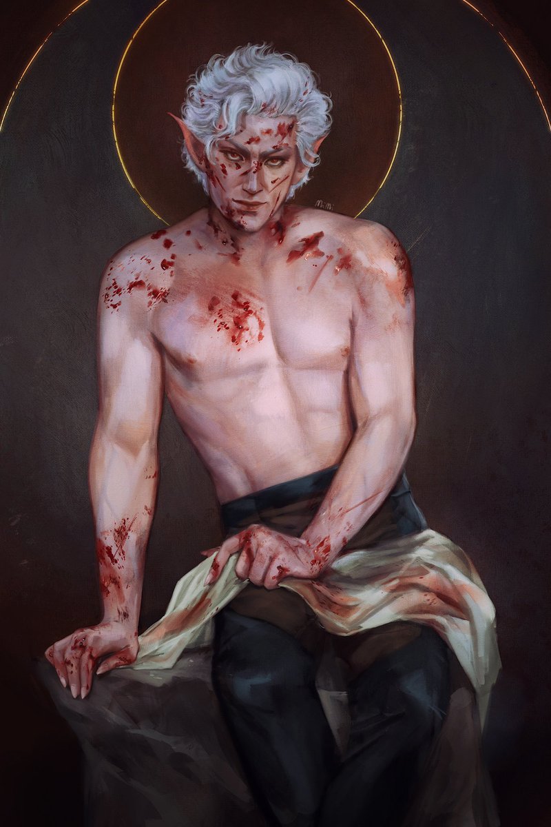 _mimimaru's tweet photo. Astarion 🩸 (based on Joseph Geef’s L’ange du mal sculpture) #bg3 #BaldersGate3 @NeilNewbon https://t.co/HfseiCiisg