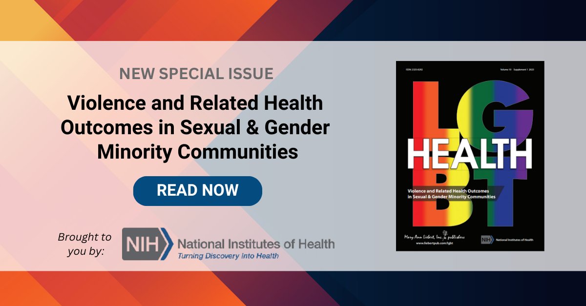 NEW SPECIAL ISSUE based on an @NIH sponsored a four-phase workshop to identify and prioritize key research needs for furthering our understanding of violence affecting #SGM communities. Read the issue now: ow.ly/mjwv50PR7P4