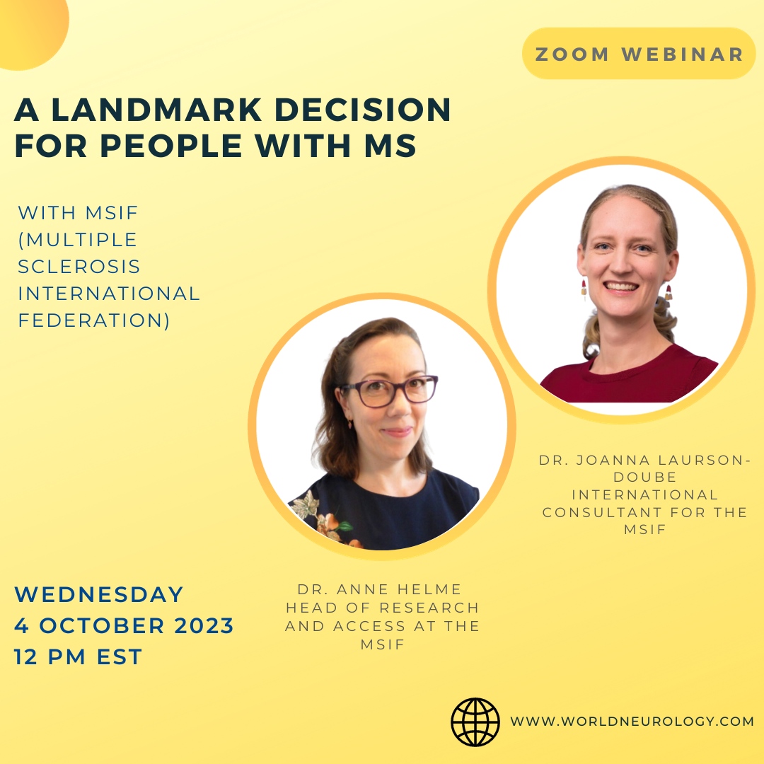World Neurology Foundation (@wnfoneurology) on Twitter photo The World Health Organization has recently made a landmark decision to add Multiple Sclerosis treatments to its Essential Medicines List. Join us on Wednesday, October 4, to find out more about this!
Register now: worldneurology.com/wnfowebinar
#Neurology #MultipleSclerosis #WHO The World Health Organization has recently made a landmark decision to add Multiple Sclerosis treatments to its Essential Medicines List. Join us on Wednesday, October 4, to find out more about this!
Register now: worldneurology.com/wnfowebinar
#Neurology #MultipleSclerosis #WHO