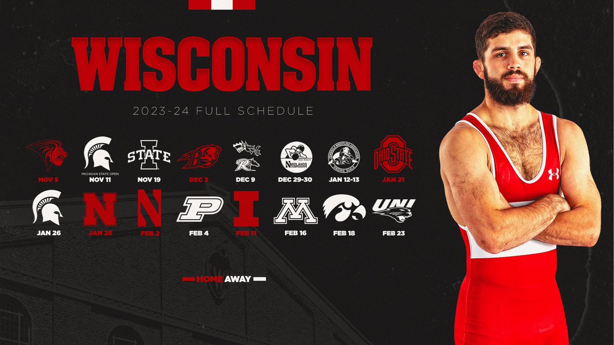 BadgerWrestling's tweet photo. Big Action. Big Ten Wrestling. 😤

Full Wisconsin Wrestling schedule is now available with  @B1GWrestling dual match dates announced today!

 🗓️ &amp; 🎟️ https://t.co/UhXPi4OpOw https://t.co/QKVRZVaxbj