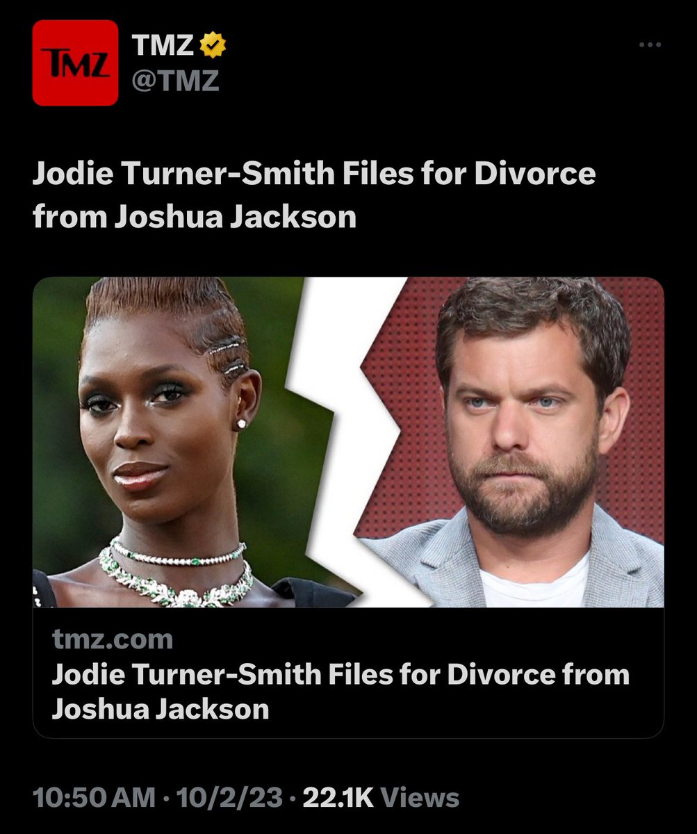 Fuck cuffing season it’s Divorce season 

#JodieTurnerSmith #JoshuaJackson