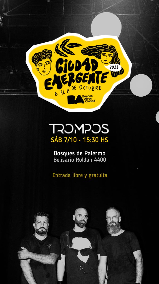 Plan de Sábado por la tarde! 
TROMPOS en Ciudad Emergente.
⚠️ 7/10, 15.30 hs. 
📍Bosques de Palermo. 
<a href="/Trompos_/">TROMPOS</a> <a href="/FestivalesGCBA/">Festivales de la Ciudad de Buenos Aires</a> #fullemergente #emergente2023