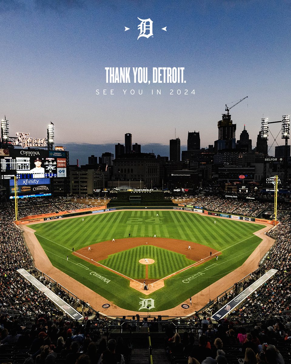 tigers's tweet photo. We love you, Detroit.

Tigers fans, thank you for supporting us all season and an incredible final weekend together. We can't wait to welcome you back home for 2024. https://t.co/aDzR4r31XJ