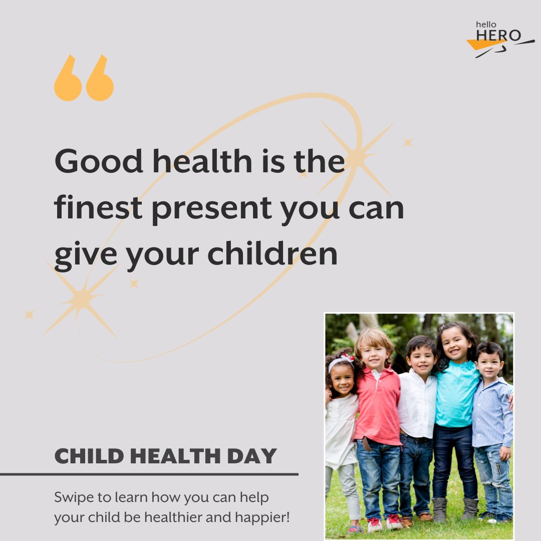 HelloHeroSchool's tweet photo. To start Children's Health Day off right, here are some helpful ways to build a healthy lifestyle for your child: 

🧠💪 Mental and physical check-ups

🌿 Stay active and get outside

💤 Quality Sleep

#childhealth #HealthyKids #MentalHealthMatters https://t.co/vVP9WZq08U