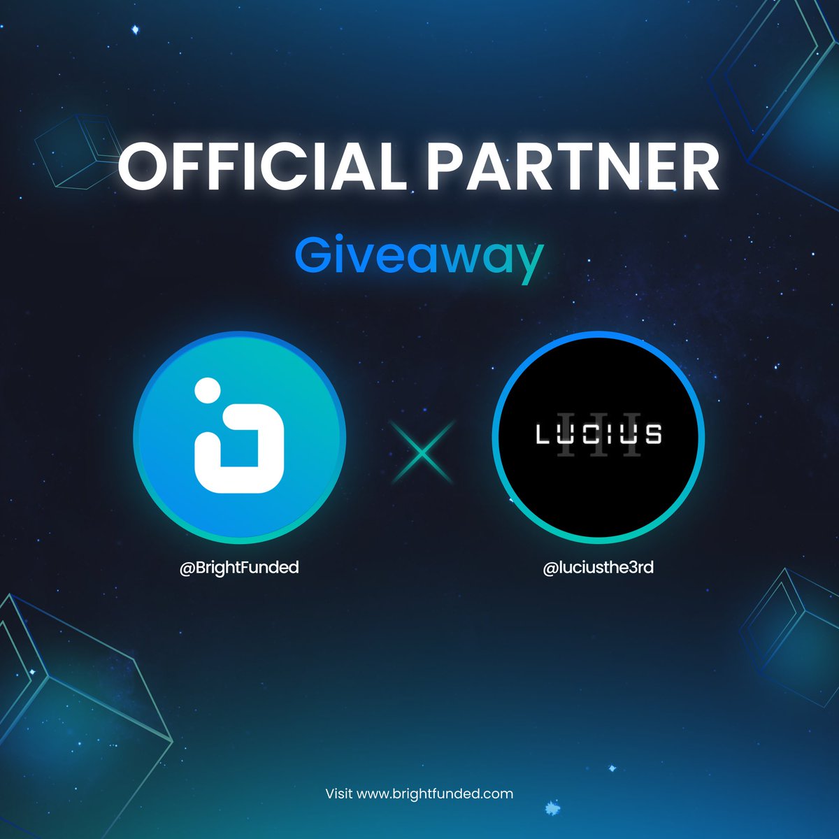 luciusthe3rd's tweet photo. 🪐 GIVEAWAY 🪐

3 x $25k CHALLENGE ACCOUNTS

Rules:

1. Create an account on the BrightFunded website here 👉 https://t.co/qZeOqzer7w

2. Follow @BrightFunded &amp; @luciusthe3rd 

3. Like &amp; RT this post

4. Tag 2 traders

Winners announced in 48hrs. Best of luck! 🦾 https://t.co/fMF419vCOT
