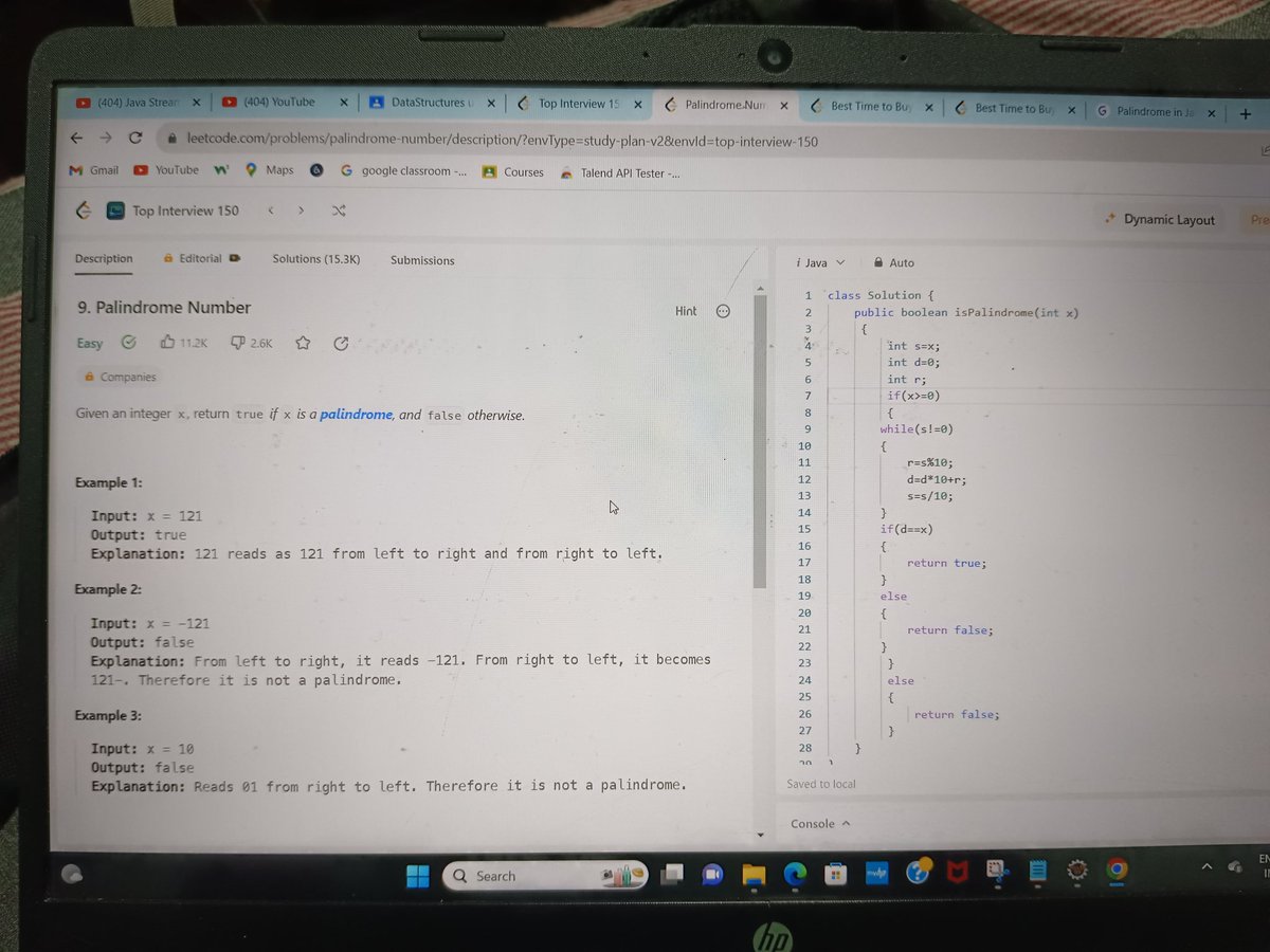chandrasur58652's tweet photo. #100DaysOfCode 
#java
#Day42
Palindrom in leet code 
Today I learn java 8 features like distinct ,max ,min,limit,count ,to array,reduce,sorted https://t.co/RCcpyHt6rS