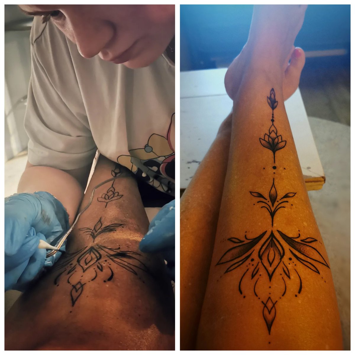 HelgaVantzand's tweet photo. Inked by my talented daughter. You like? #tattoo #shintattoo #lotus #therewillbemore 😊 https://t.co/mimDA3IHVB