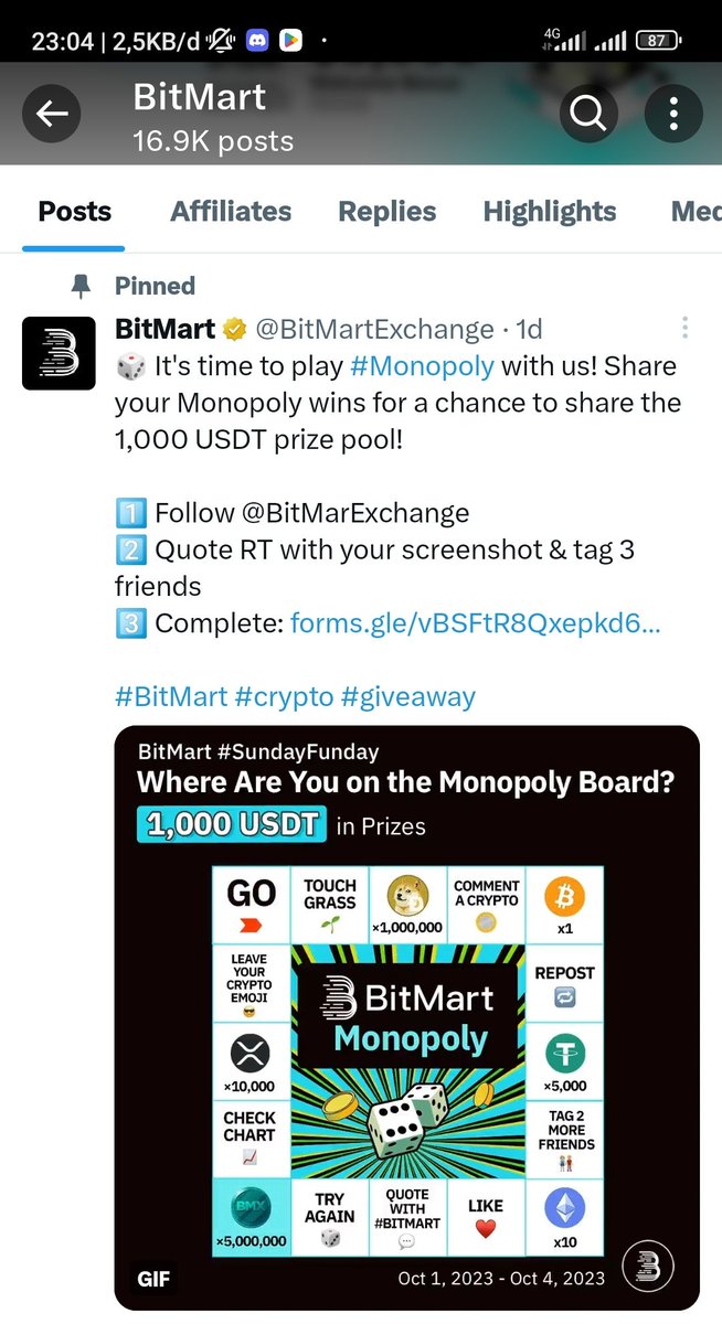 masfauzi's tweet photo. @BitMartExchange Hope win

@Lima8Satu
@Lilliand2011
@Cha_woni2468 https://t.co/YNo9t1bCw6