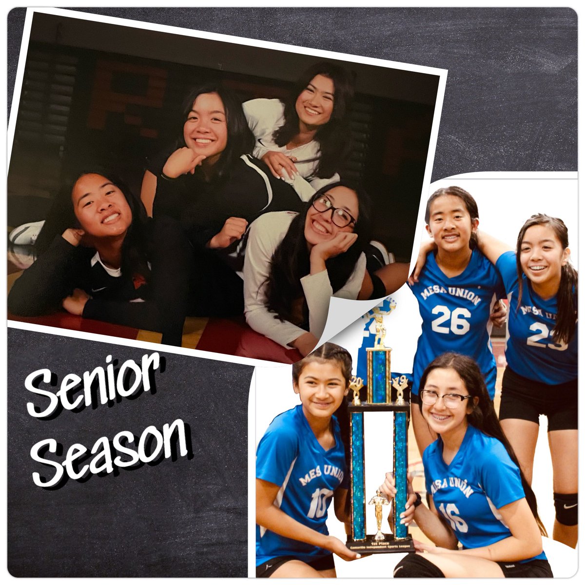 From 8th grade volleyball players @MesaUnionSchool to senior volleyball players @riomesaGVB Where’s the time go? Senior night next Tues. 10/10! ❤️🖤🏐