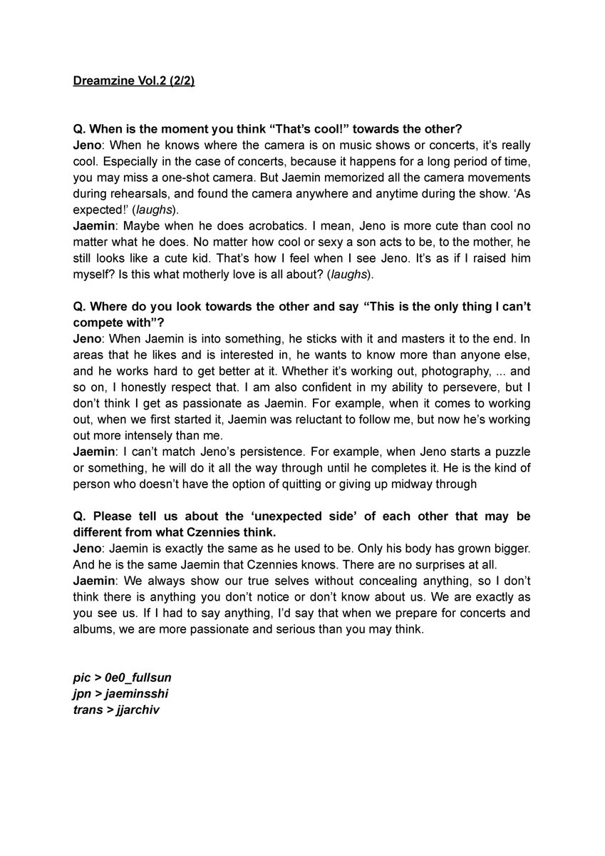 jjarchiv's tweet photo. [trans] Dreamzine Vol.2 #JENO #JAEMIN (2) https://t.co/x5hSIN1aSc