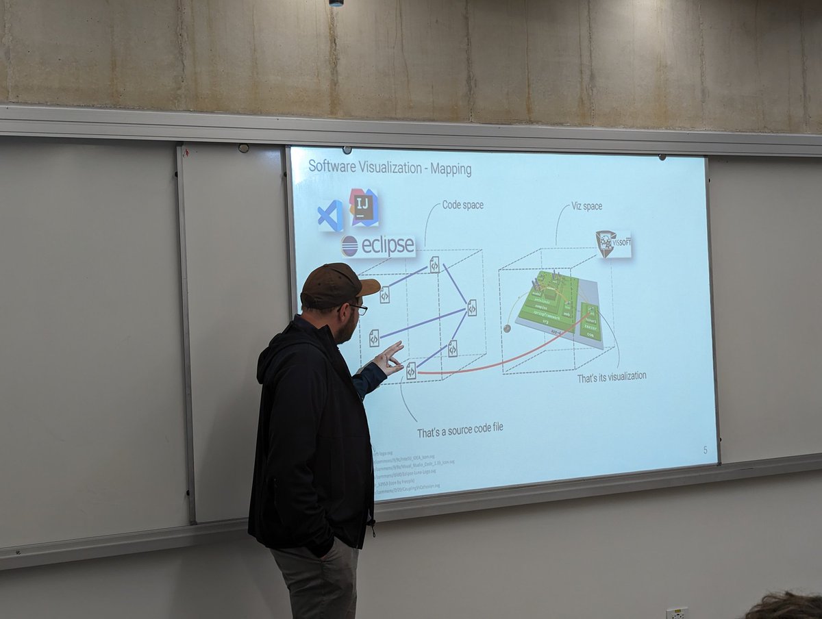 Alexander Krause-Glau kicks off the third session of #VISSOFT2023 talking about #ExplorViz.

🏆 Fun fact: The original paper about the tool received the "Most Influential Paper." If you are interested, don't miss the MIP session later today!