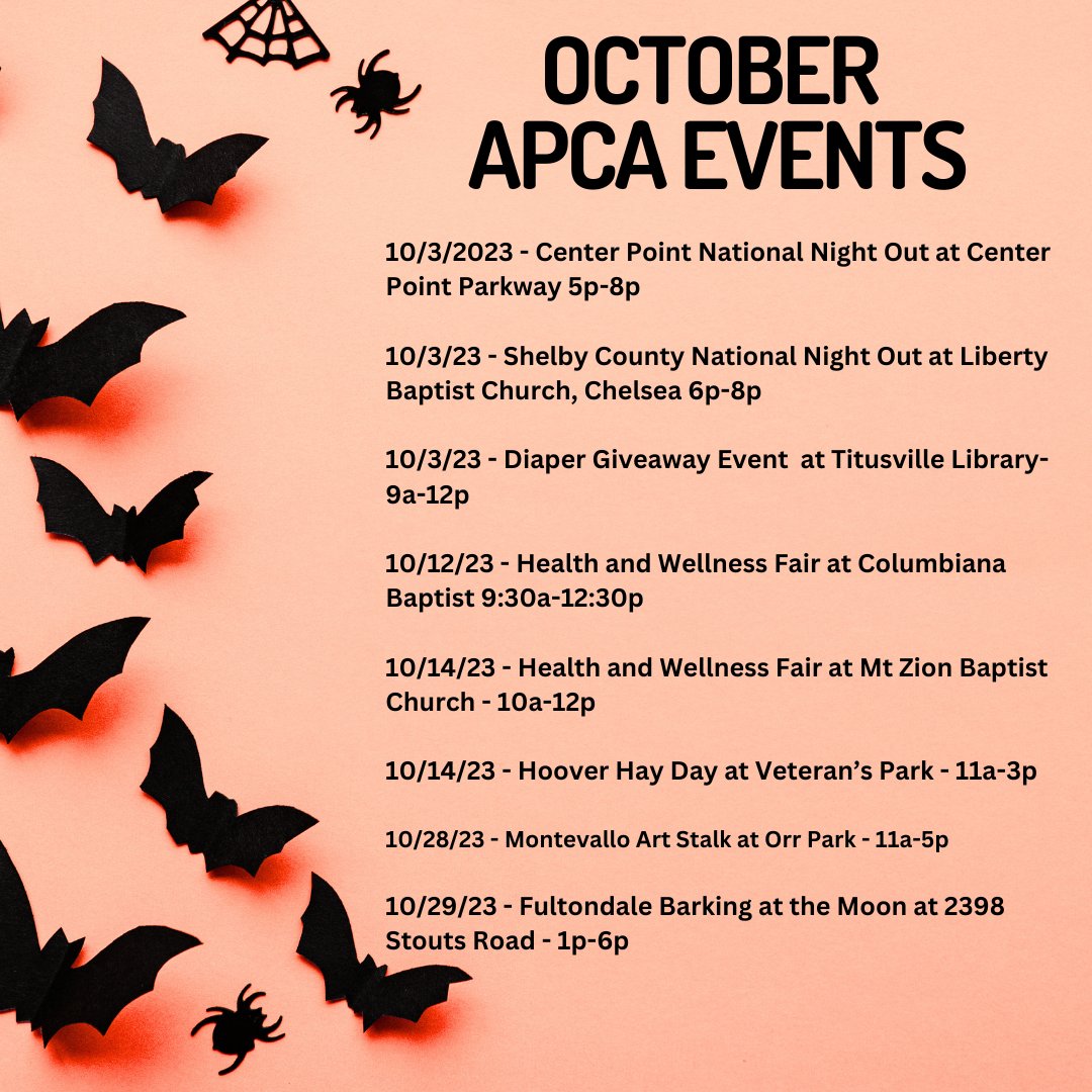 ALCleanAir's tweet image. There are a lot of October events happening soon! Come out and see us.