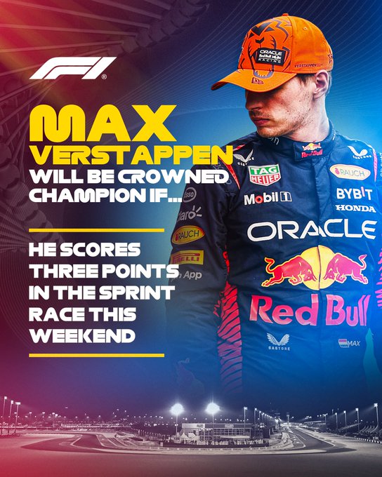 A graphic showing an image of Max Verstappen with the words 