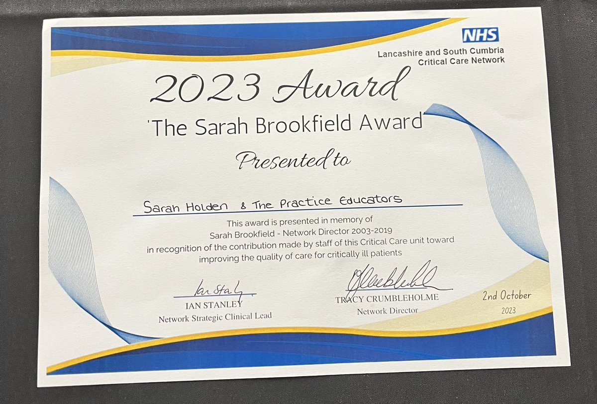 Congratulations to our amazingly kind and dedicated practitioner Sarah Donbavand (Holden) and well done to you and the practice education team for your recognition award towards contributions in critical care @ELHT_NHS @ELHT_QI @ELHTresearch @ELHTCritCare