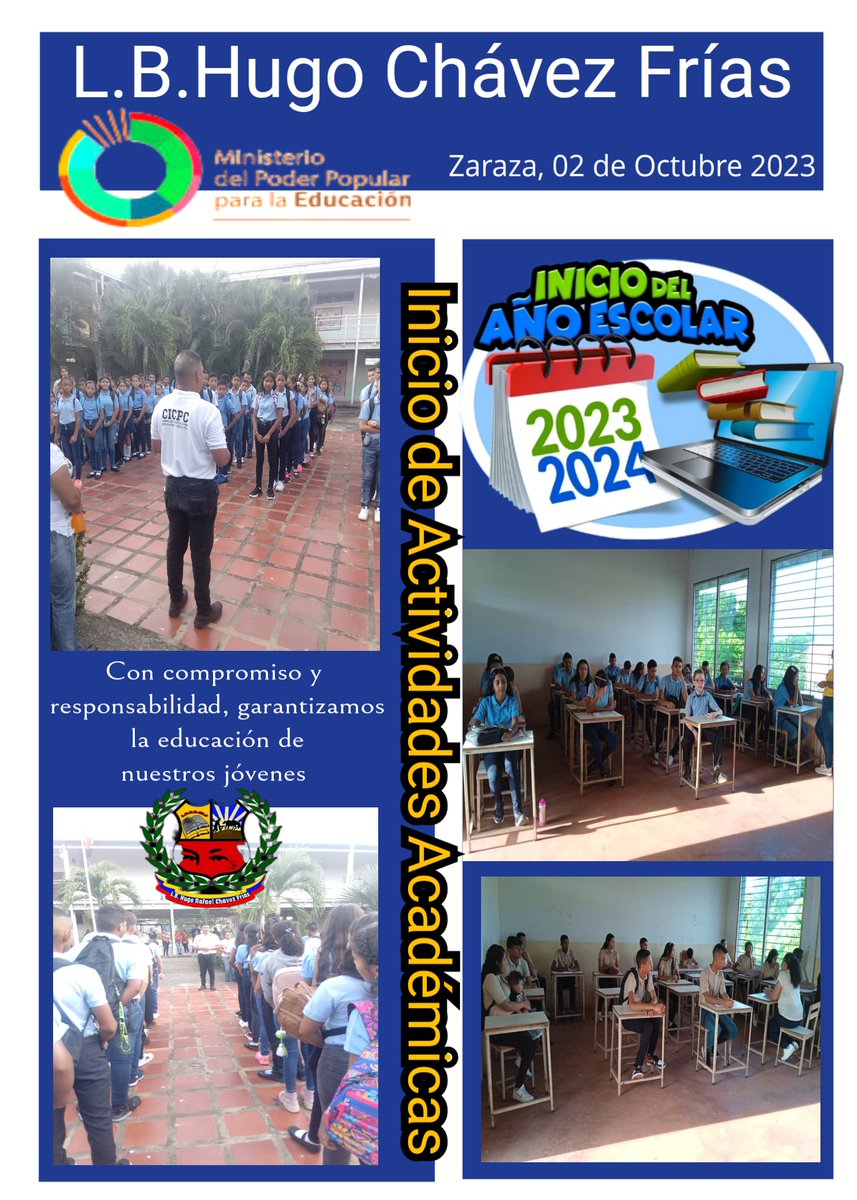 #02Oct Felíz regreso a clases año escolar 2023-224, con compromiso y responsabilidad garantizamos la educación de nuestros jóvenes #Somosfundabit